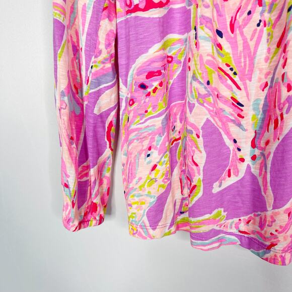 Lilly Pulitzer XSmall Pink Purple Enna Off The Shoulder Top Amethyst Sunseekers - Picture 5 of 11